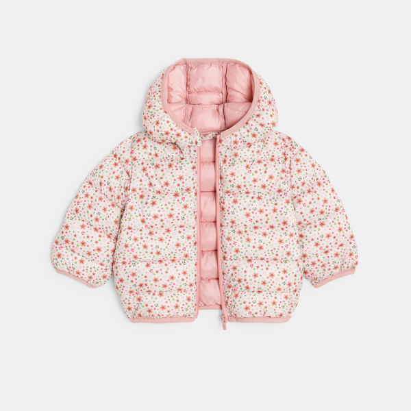 سترة مبطنة مشجرة، وردية اللون، للطفلة الصغيرة